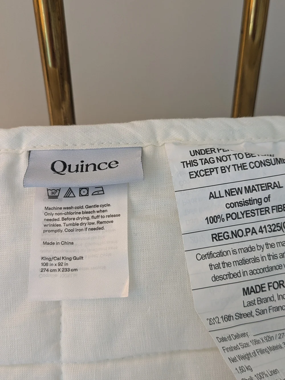 Quince European Linen Box Quilt King/Cal King
